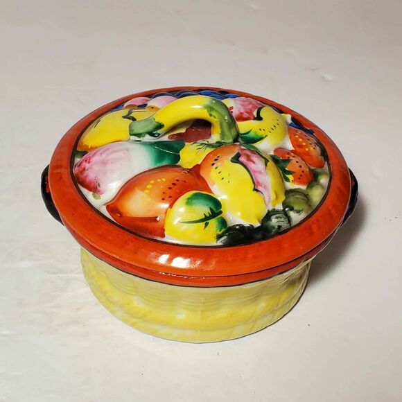 Gold Castle Fruit Trinket Box Japan Vintage - Picture 1 of 9